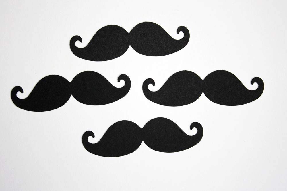 50 Black Mustache Confetti, Paper Mustache Cut Out Party Decorations