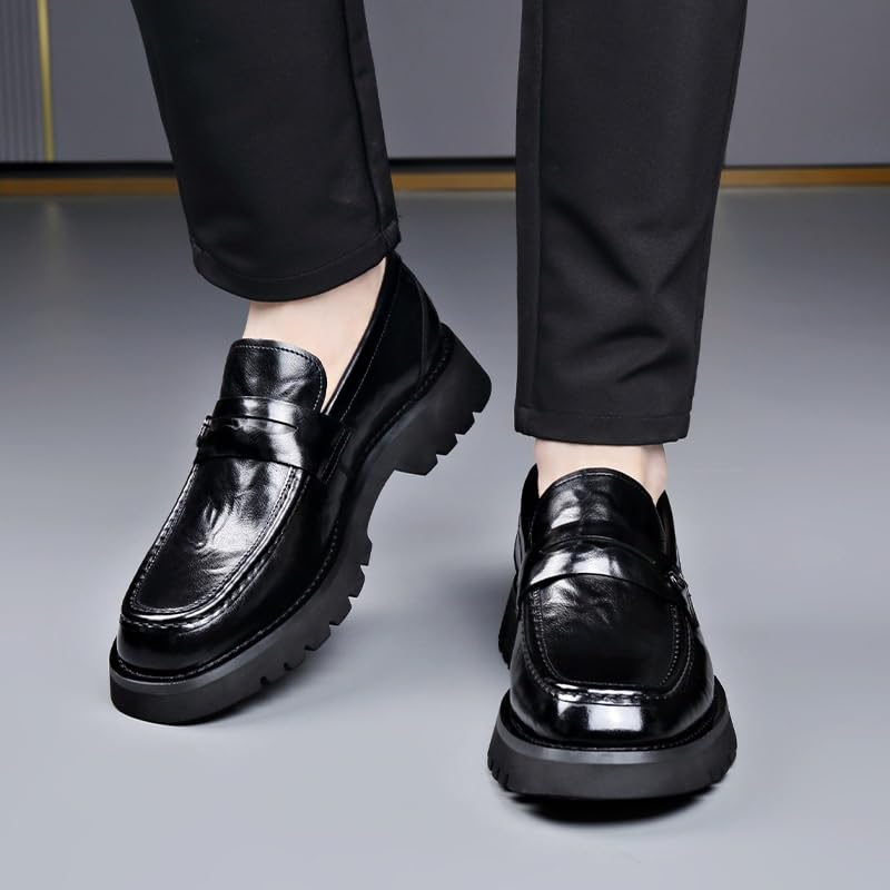 Men Business Casual Derby Shoes Men's Fashion Classic Slip On Low Oxfords Shoes Patent Leather Wingtip Brogue Dress Shoes(10)4