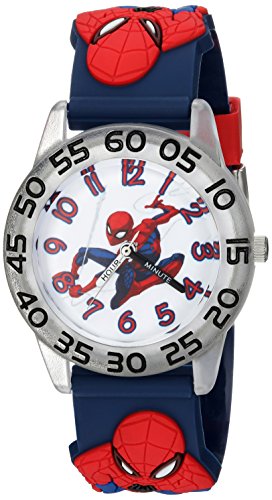 Image of Marvel Spiderman Watch for Kids - Spiderman Watch Boys - Spider-Man Watches for Boys 4-6 - Kids Toys - - Marvel Toddler - Teen - Red Bezel - Multicolor Nylon Strap