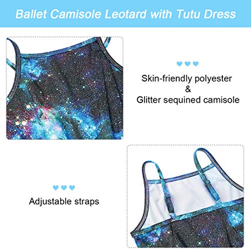 image for uideazone Youth Girls Sparkly Ballet Leotard 6-7 Years Camisole Dress 