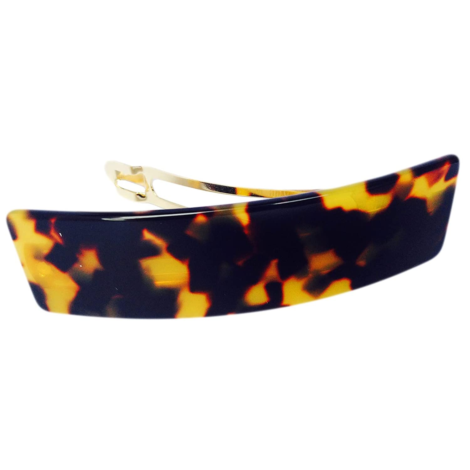 French Amie Fine White Tokyo 1" Wide Rectangular Snap Hair Barrette Women