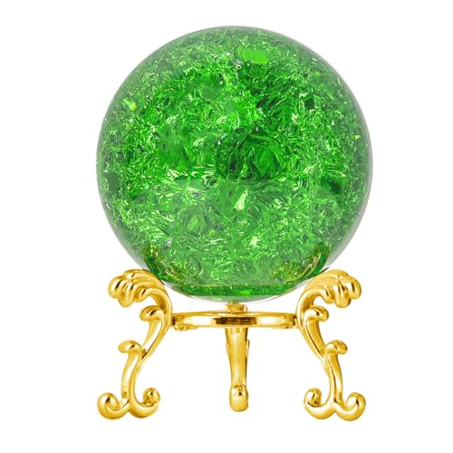 Boule de cristal craquelée LONGWIN 60 mm vert pour décoration d'intérieur - 2