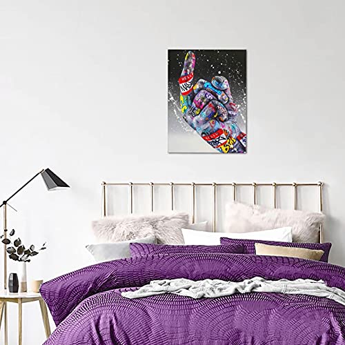 Uai Home Banksy Canvas Wall Art Abstract Graffiti Street Pop Art Large Solid Wooden Wall Decor Colorful Painting Framed Artwork For Living Room Bedroom Bathroom Giclee Print Poster 16X12 Inch #TOP2