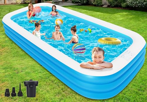 Extra Large Inflatable Pool for Adults, 150' X 74' X 22' Big Blow-Up Pool Swimming Pool, 2025 Upgraded Oversized Thickened Family Pools for Backyard Summer Outdoor