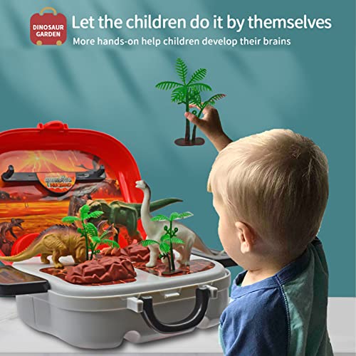 21 pçs brinquedos de dinossauro mala de brinquedo fingir jogar conjunto de brinquedos diy brinquedo