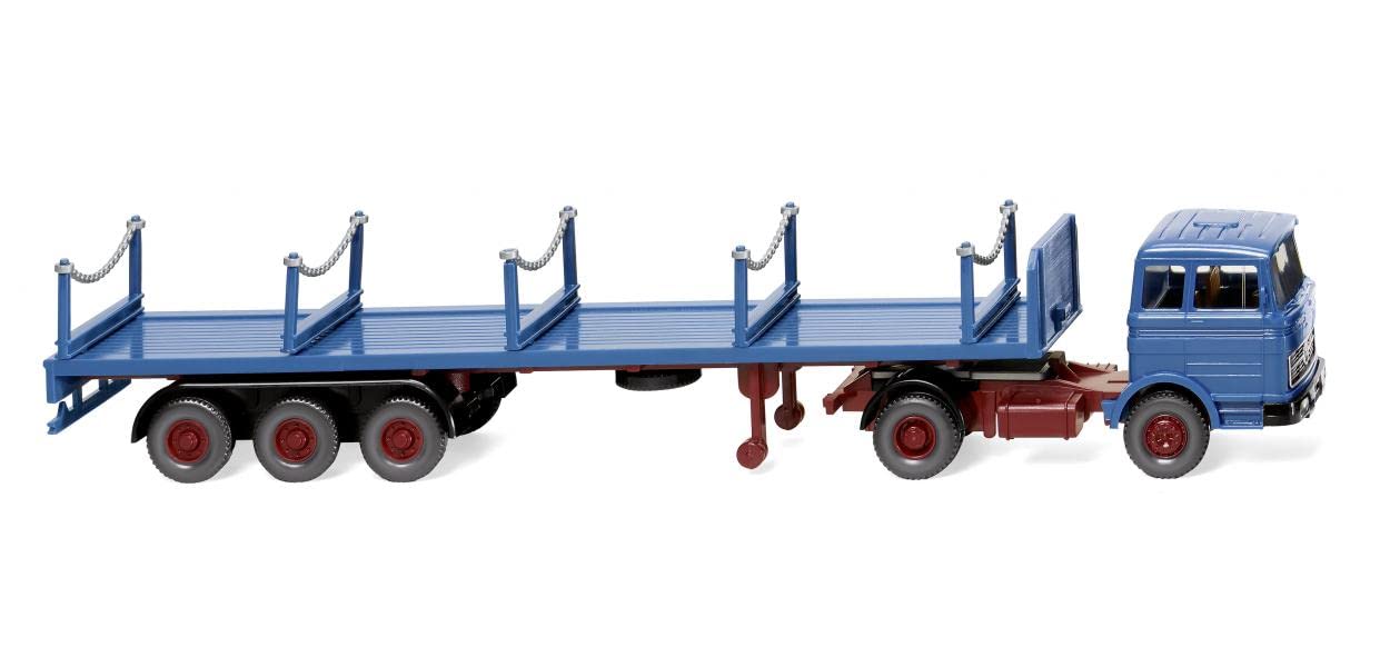Wiking 055406 H0 Mercedes Benz stake semi-trailer - azure blue, various