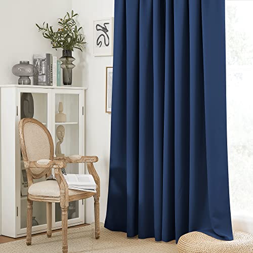RYB HOME Extra Long Curtains 108 inches Length, Blackout Curtains for Living Room Ceiling to Floor Privacy Dividers Picture Window Drapes for Dining Room, Navy Blue, W52 x L 108 inches, 2 Pieces