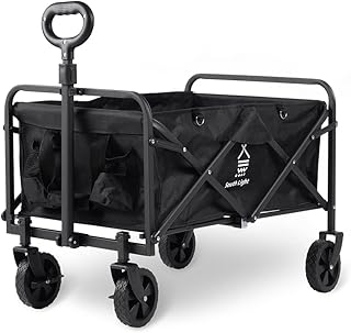 【GGKK 】アウトドアワゴン 大容量 58L 折りたたみ キャリーカート 軽量 キャリーワゴン ミニ キャンプワゴン キャンピングカート コンパクト ワンタッチ 収納 軽量 頑丈 ワゴン車 収納ポケット アウトドア レジャー スポーツ 簡単 持ち運び 便利 台車 荷台 sl-lc120-bk