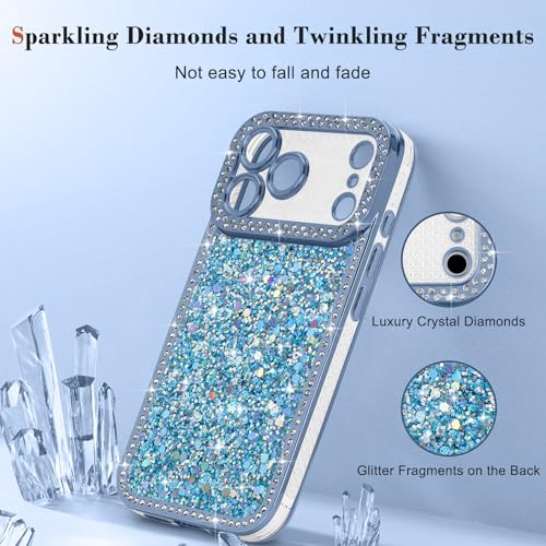 Lafunda for iPhone 17 Pro Max Case Glitter, Luxury Shiny Bling Sparkly Bumper Cover with Crystal Diamonds for Women Girls Soft Slim Shockproof Protective Phone Case for iPhone 17 Pro Max 6.9", Blue by Lafunda - Image 5