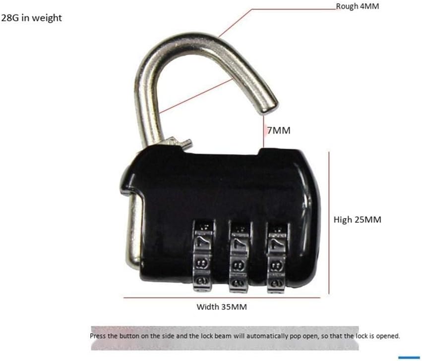 Code Padlock, Padlock, Combination Locker Padlock School Lock Pad Coded Common Password Small Pad Cabinet Backpack Zipper Gym Dormitory Mini -red Padlocks(Black)