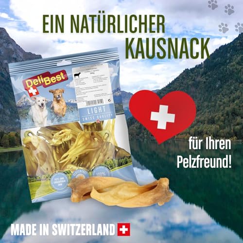 DeliBest Light Lammohren I Kausnack zur Zahnreinigung I Hundesnacks getreidefrei I Hundekauartikel I natürlicher Hunde Zahnsteinentferner I Hundezahnpflege Snack 500g