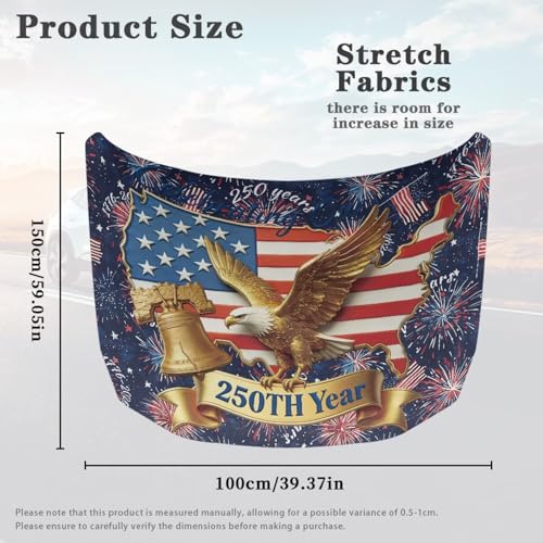 Image of Eagle Car Hood Cover Stretch Car Hood Cover Wrap Patriotic Car Bonnet Banner 250th Years USA Automotive Hood Covers 4th of July Car Sedans Accessory Decorative