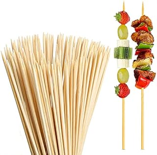 EGREEN Wooden Skewers, Durable Bamboo Sticks, 300 Wooden Sticks with 30cm Long / 3mm Diameter - Bamboo Skewers & Marshmallow Roasting Sticks Ideal for BBQ, Kebab, Cocktail, Chocolate Fountain etc