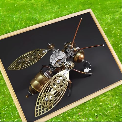 Mechanical Metal DIY 3D Bumblebee Model Kits Puzzle for Adults Insect Brass Puzzle Steampunk Electric Mechanical, Assembly DIY Gift Craft Hobby for Men (Bumblebee) - Thumbnail 5