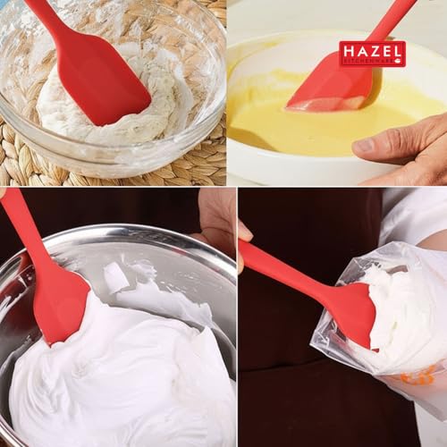 Image of HAZEL Silicone Spatula & Spoonula Set of 2 | 8 Inch Heat-Resistant & Non-Stick Kitchen Utensils for Baking, Cooking, Mixing & Scraping - Red