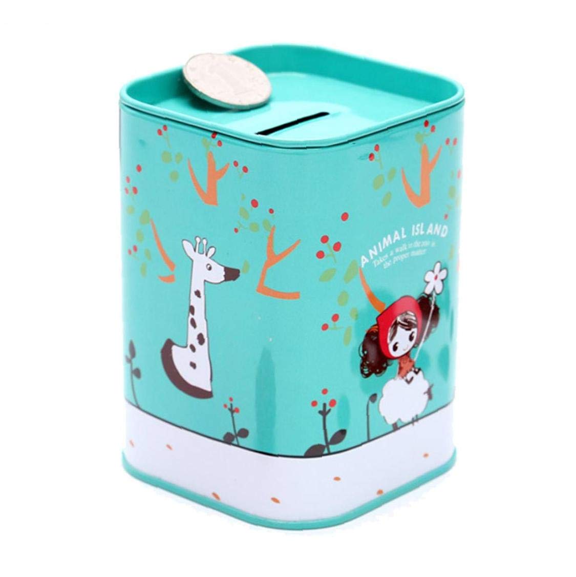 Hotaden Cartoon Money Boxes Piggy Bank Square Money Boxes Tinplate Box Money Saving Pot Coin Box Storage Tank Gift