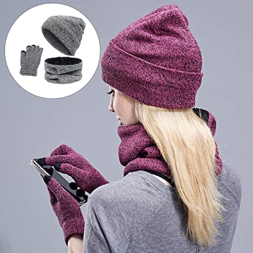 sharprepublic 3 unidades/conjunto gorro de inverno, lenço aquecedor de pescoço, luvas touchscreen fo