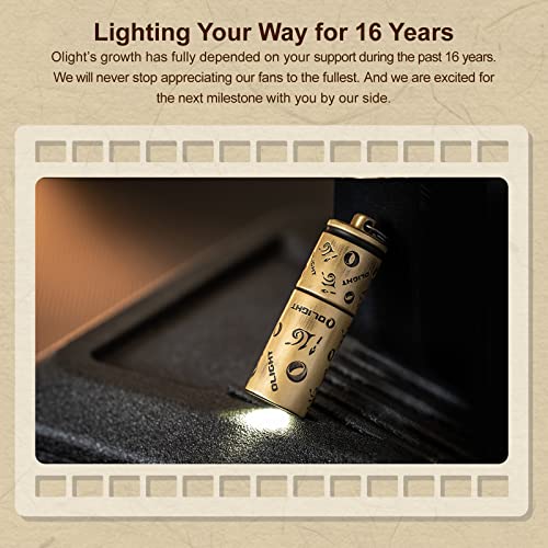 Olight I1R 2 Pro-I16 Eos 180 Lumens Edc Rechargeable Keychain Flashlight, Powered By Built-In Rechargeable Battery With Type-C Usb Cable, Slim Mini Handheld Light For Everyday Carry(Brass) #TOP2