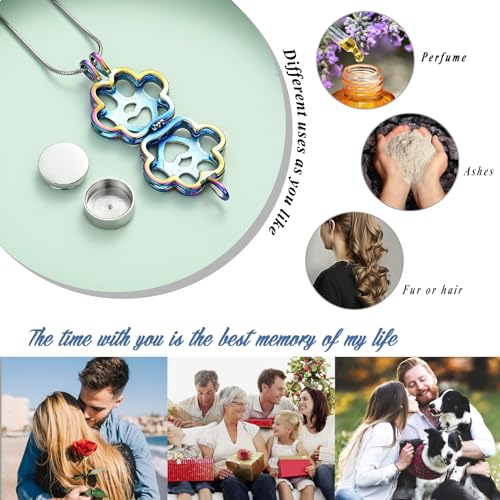 VCCWYQK Cremation Jewelry For Ashes For Dog/Cat Paw Stainless Steel Memorial Locket Urn Necklace Inside Mini Case Keepsake Cremation Jewelry for Pet (Colorful+Silver) - Image 4