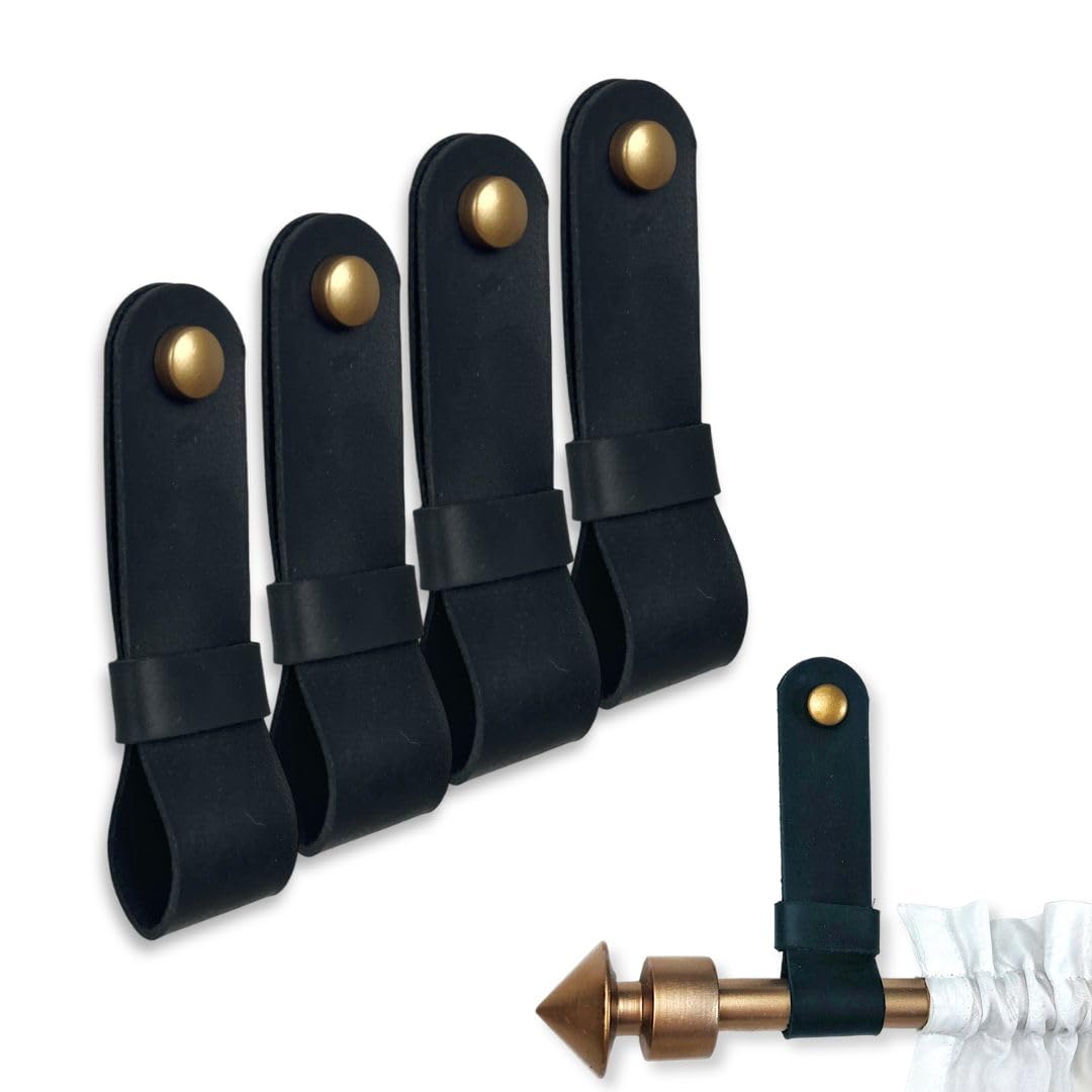 Leather Curtain Rod Brackets - Minimalist Design -8 Leather Curtain Rod Brackets - Minimalist Design -8