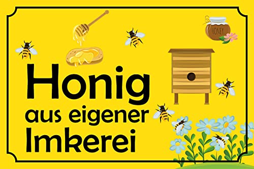 AGDeko André Günther Dekoration & Style Blechschild 20x30 Honig aus eigener Imkerei Wand Schild Hofladen Marktstand…