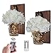 CALATOUR Mason Jar Decor Wall Sconce,16OZ Mason Jars,20 LED Lights with Remote Control,Wrought Iron Hooks,Wood Boards,Silk Flowers（Set of 2）