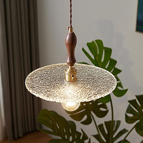Luminaire suspendu lanterne en laiton et dôme en verre craquelé pour plafond de cuisine