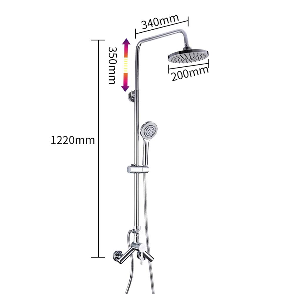 Accesorios para Sistema de Ducha con Ducha de Mano y caño para bañera, Juego de Grifo de Ducha Expuesto, Juego Combinado de Ducha de baño para Montaje en Pared, Acabado Cromado