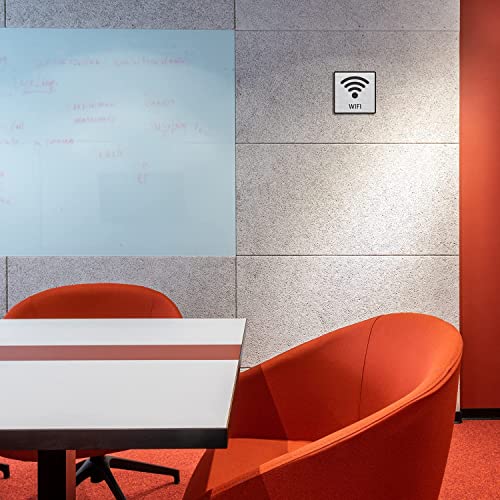 Image of Premium Brush Finish Square Silver Acrylic Free WiFi Sign Easy to Mount Double Side Tape 5.8 Inch Signage Self-Adhesive Business Stores Cafe Shop Hospital School Office Hotel