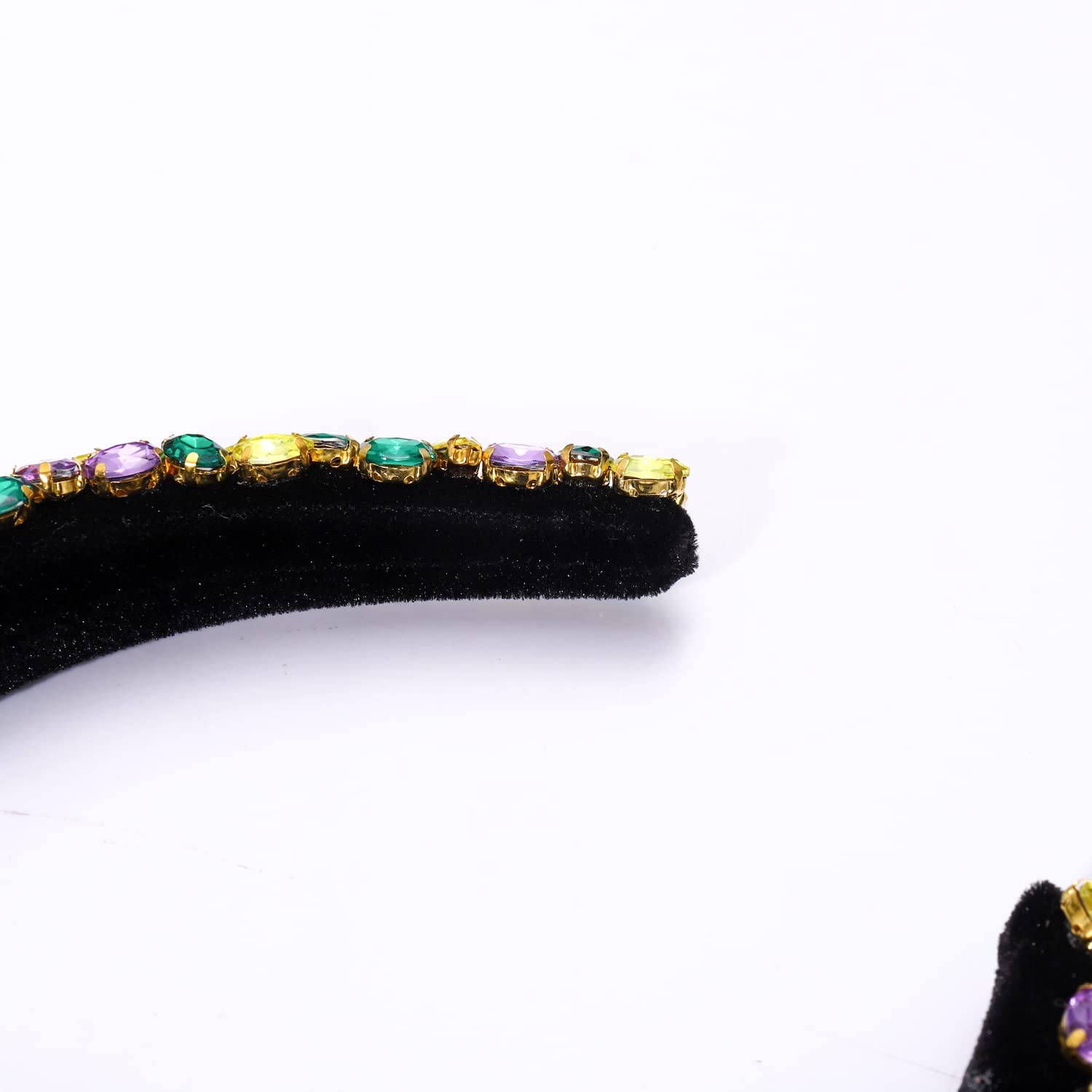 Padded Rhinestone Headband Bejewelled Crystal Velvet Wide hairband Party Headwear Hair Accessories for Women Girls (Purple green yellow rhinestone) - Image 7