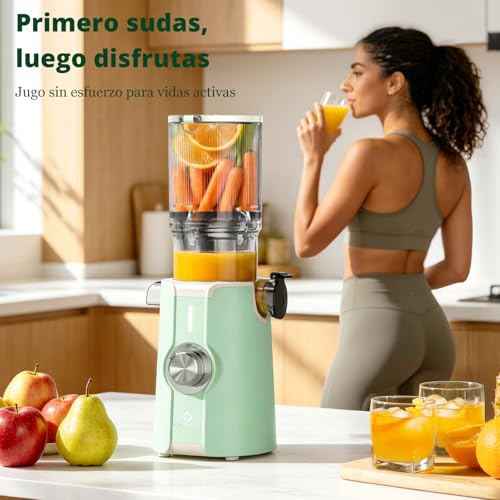 Miniatura 13 de Linkchef Extractor De Zumos Y Verduras, 115mm, 1.2l, Licuadora Frutas Verduras, 200w Slow Juicer Machine, Cold Press Juicer Prensado En Frio, Fácil Usar Montar, Sin Bpa, Verde Claro