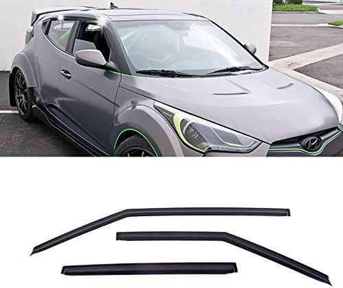 KMPtrade 29_Smoke Window Sun Vent Visor Rain Deflector for Hyundai 2011-2017 Veloster (Fits: Veloster)