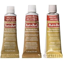 JewelrySupply Amaco Rub N Buff Wax Metallic Finish, 3 Color Assortment Gold Leaf, Antique Gold, Grecian Gold
