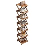 Bambus-Schuhregal – Keine Montage erforderlich, zusammenklappbarer Schuhorganizer, multifunktionales Regal für den Eingangsbereich, Ecken und Schlafzimmer, 7-stöckig, braun (verstärkt und verstär