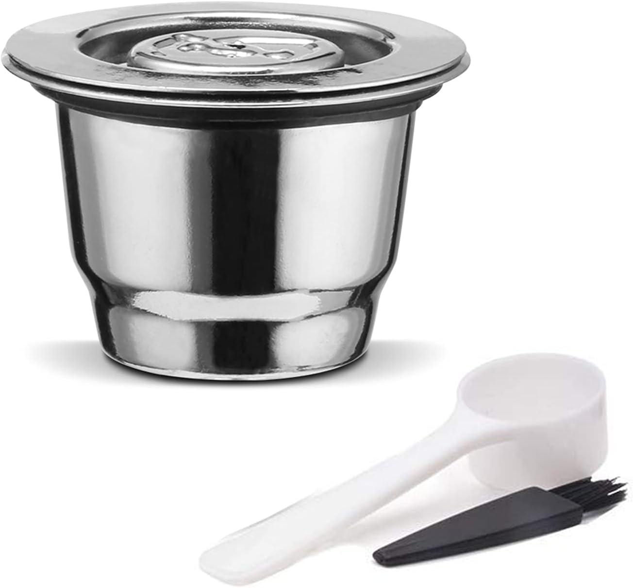 Reusable Refillable Coffee Capsule, Bresuve Stainless Steel Metal Refillable Coffee Capsule for Nesspresso Machine with 1 Spoon and 1 Brush ï¼ˆUpgradeï¼‰