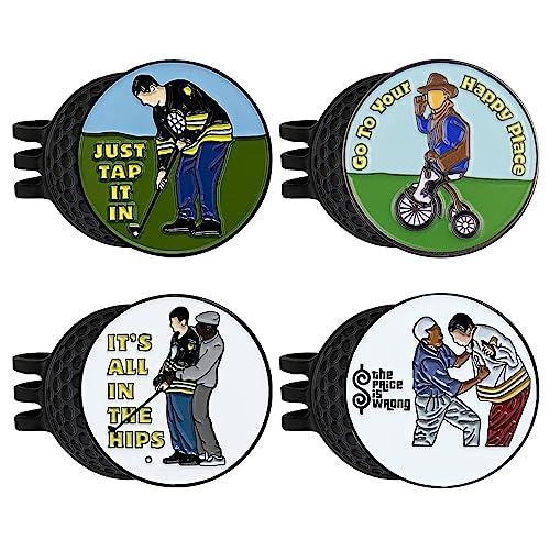 4 Pack Golf Ball Marker Hat Clips, Magnetic Balls Golf Marker with Magnetic Clips, Gadgets Golf Accessories for Man Dad Retirement Birthday Golf Gift