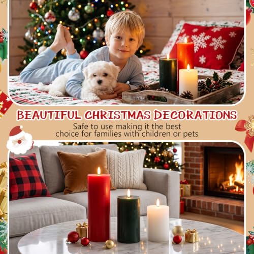 Image of Retisee 3 Pcs 6 /8 /12 inch Christmas Flameless LED Candles Decorations for Home