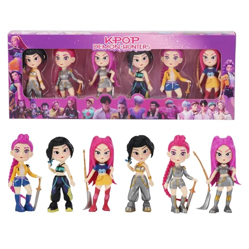 6Pcs Demon Hunters Toys Dolls 3.94 Inch PVC Action Figure Set Collectible Figure for Fans with Gift Box Gift for Anime & K-pop Lovers Game