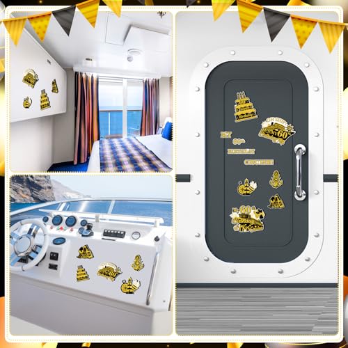 Imanes decorativos crucero para cumpleaños 60 en negro y dorado miniatura 5
