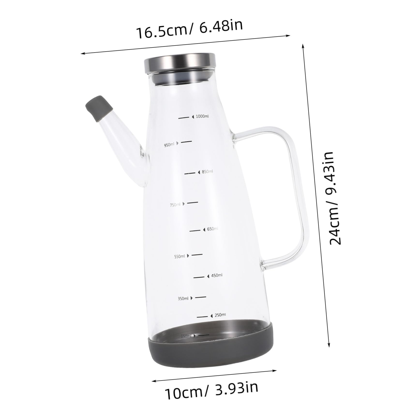 PRETYZOOM 3 Piezas Dispensador De Vinagre De Cocina Botella De Vidrio De Borosilicato Botella De Aceite De Oliva De Vidrio Transparente Gel De Sílice
