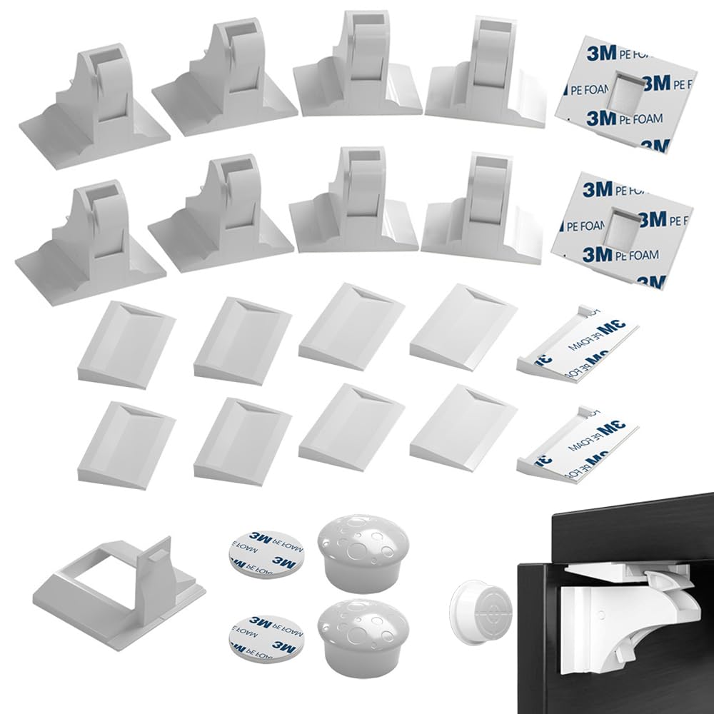 Child Safety Magnetic Cabinet Locks - 10 Baby Proof Locks + 2 Keys, No Screws or Tools Needed