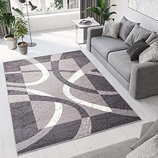 TAPISO Dream Area Rug Living Room Bedroom Grey White Contemporary Pattern Modern Durable Abstract Size - 120 x 170 cm (3ft11 x 5ft7)