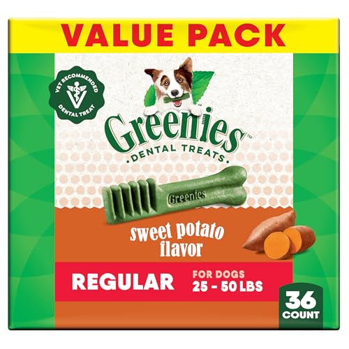Greenies Veterinarian-Recommended Adult Natural Dental Dog Treats Regular Size, Sweet Potato Flavor, 36 oz. Pack, 36 Count