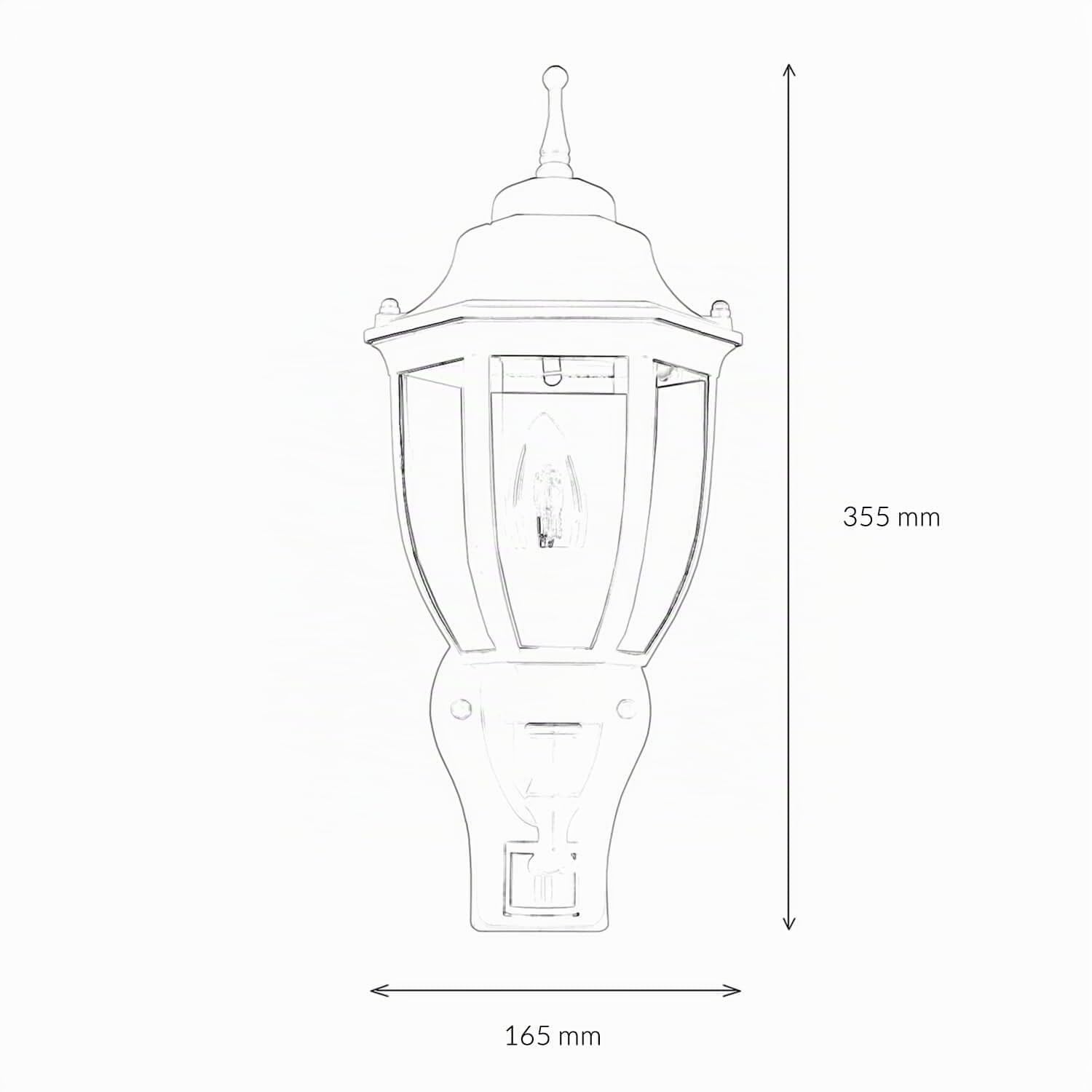 Licht-Erlebnisse Lámpara exterior con detector de movimiento de cristal de aluminio en negro cobre IP44 entrada de casa E27 hasta 60 W Lámpara de pared rústica para balcón LYON