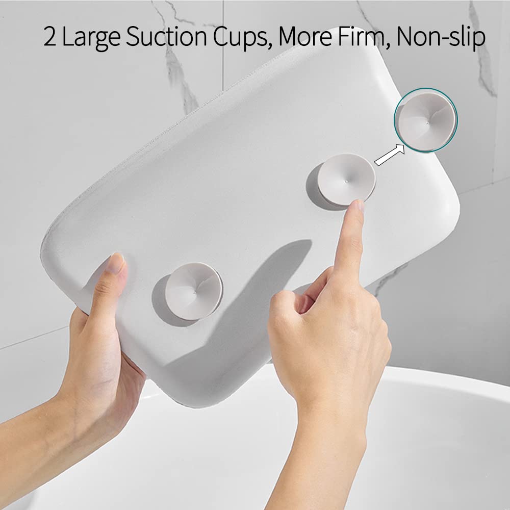 Lonkenn Almohada Bañera, Almohadas de Baño con Ventosas, Almohada Bañera Ergonómica, Waterproof Bath Headrest Bathtub para Todas Las Bañeras, SPA en Casa Bañera de Hidromasaje-Blanco