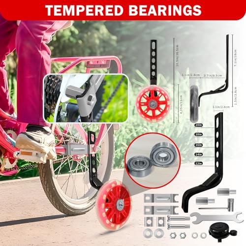 Image of HAWENS Bike Training Wheels Mute Flash Wheels with Adjustable Bicycle Stabilizer Mounted Kit Compatible for 12 14 16 18 20 inch Single Speed Bike