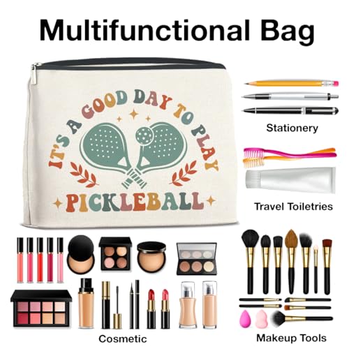 Makeup Bag Pickleball Gifts for Women, Pickleball Lover Gifts, It's a Good Day to Play Pickleball Cosmetic Bag Zipper Makeup Pouch4