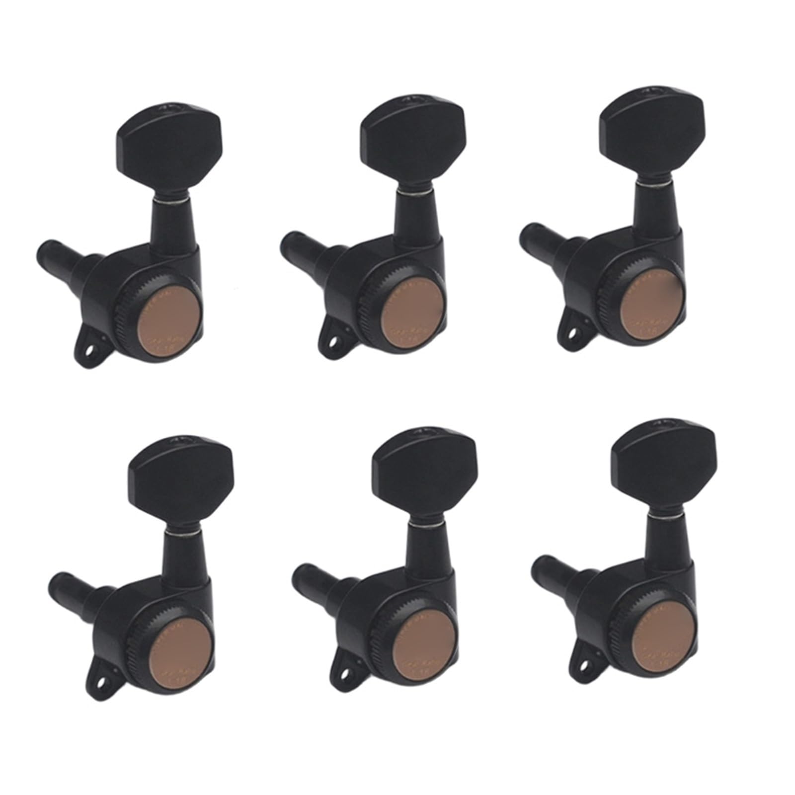 Estándar Guitarra Clavijas De Afinación Máquina De Juego Cuerdas Totalmente Metálicas Para Guitarra Eléctrica Con Botones Afinación Autoblocantes Y Parte Trasera Cerrada Estándar 1:18(Black 6L)