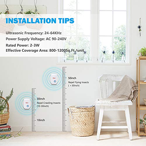 Xven Ultrasonic Pe St Repeller-8 Pack,For Living Room, Garage, Warehouse, Office, Hotel (White) #TOP3