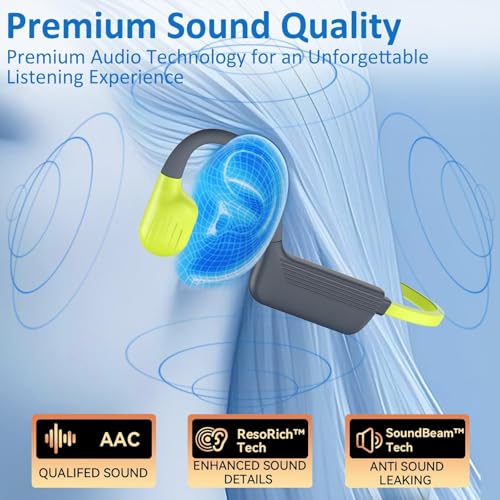 Image of Swimming Headphones, IP68 Waterproof Bone Conduction Headphones, Bluetooth 6.0&MP3 with32GB Memory Card, Skin Open Ear Swim Earbuds with Adjustable Headband for Swim Cap /Hat, Magnetic Charging(Green)